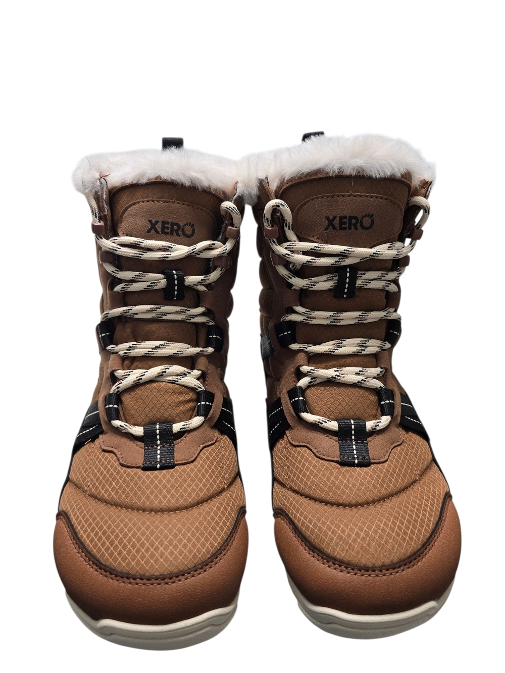 XERO Alpine Boots Women's 9 Brown Lace-Up Waterproof Faux Fur Lined Barefoot